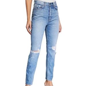 GRLFRND Karolina Super High Rise Button Fly Distressed Jeans Size 28 Some Action